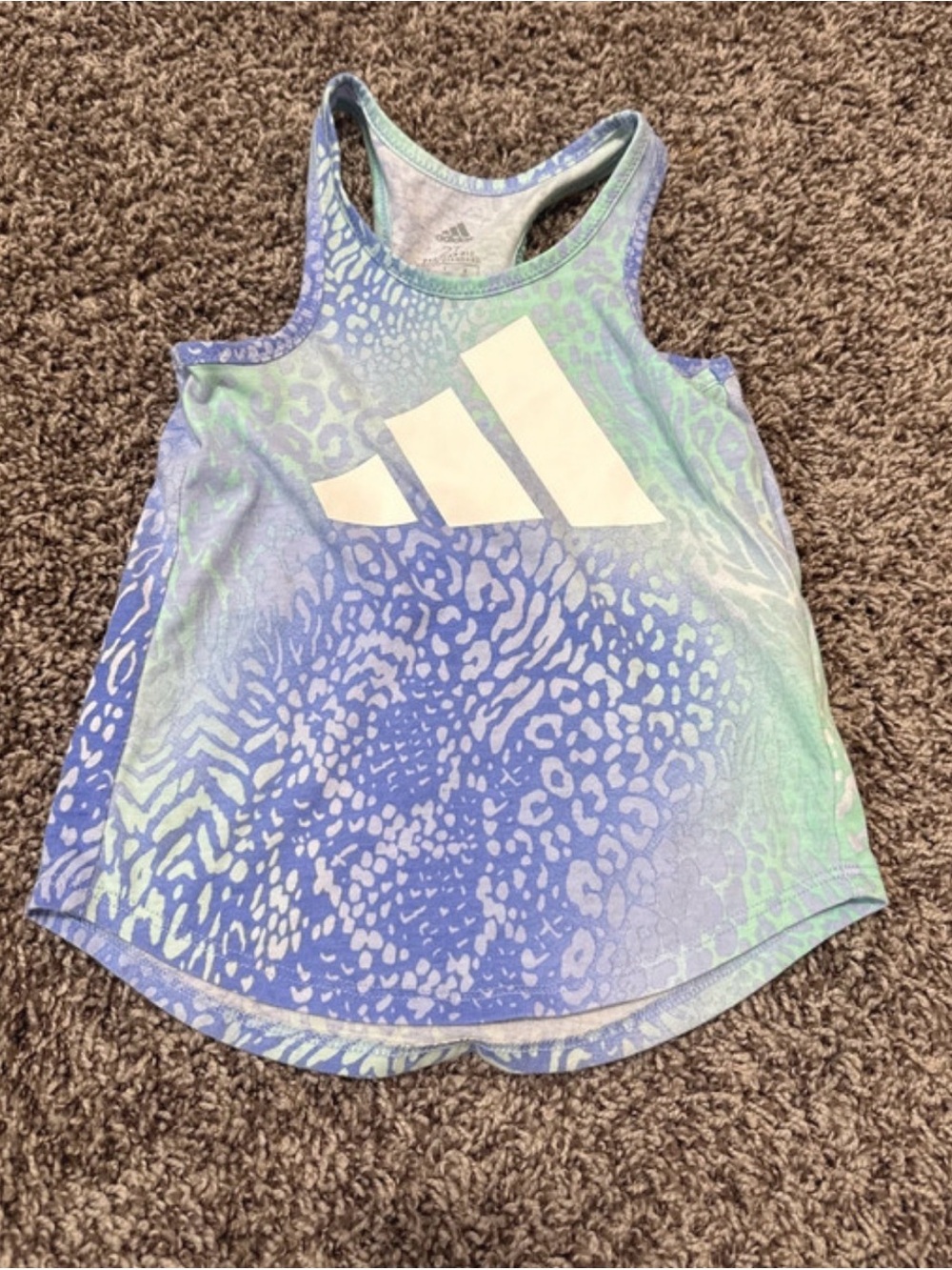 adidas Girls Blue & Purple Gradient Racerback Tank with White Logo